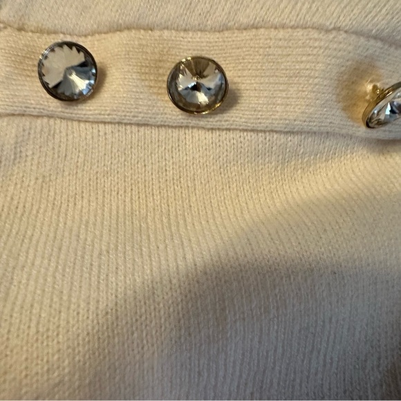 J.CREW RHINESTONE ruffle sweater with shoulder button ivory S(a2 - Picture 7 of 14